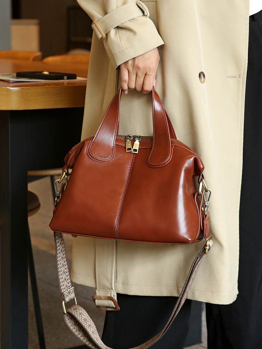 NEW ! •5色•天然牛革ハンドバッグ•牛革ショルダーバッグ•2本の肩ベルトを付属