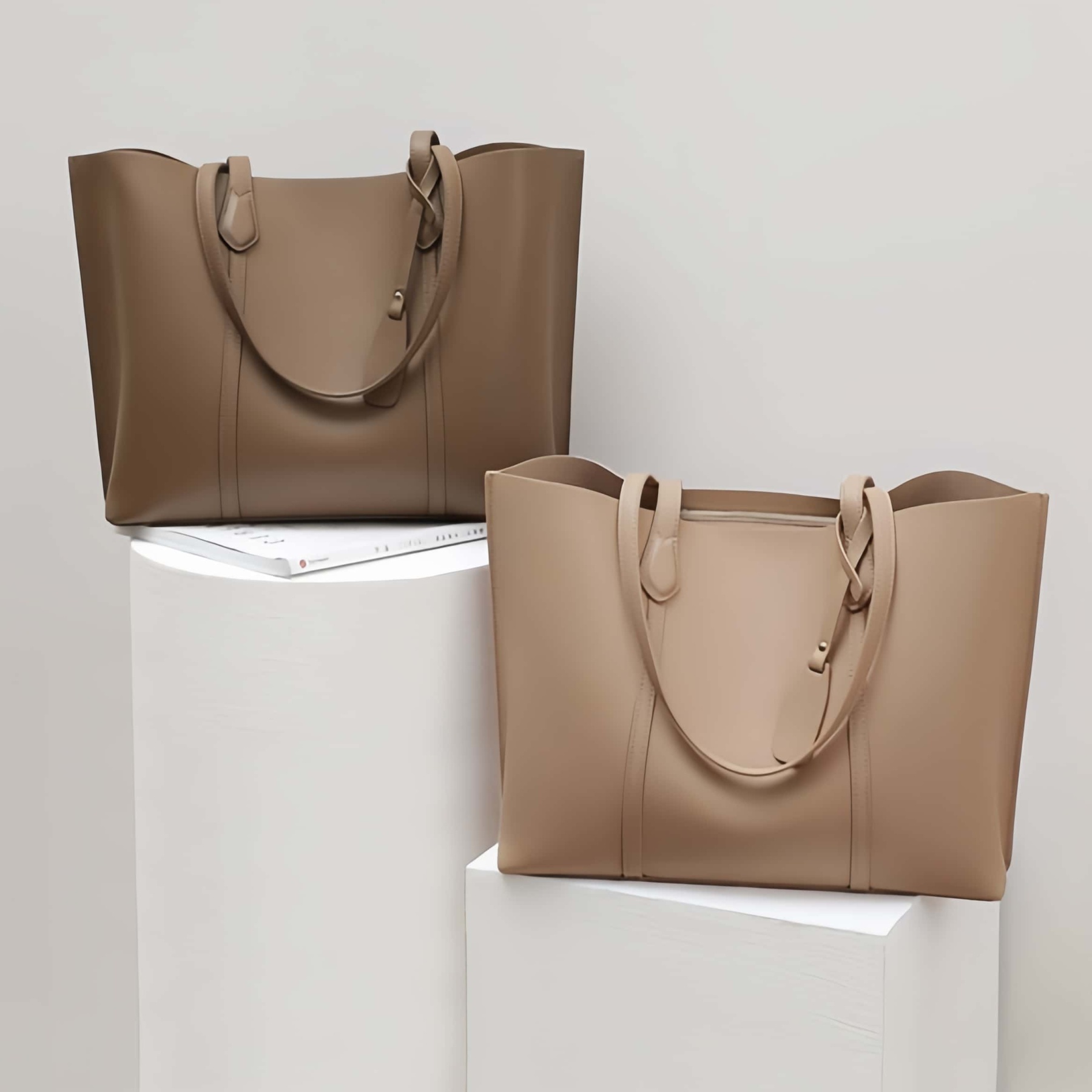 レトロな雰囲気満点 ！♦コーヒー|ベージュ|青|3色♦牛革製トートバッグ♦通勤や集会、旅行に最適♦大容量設計