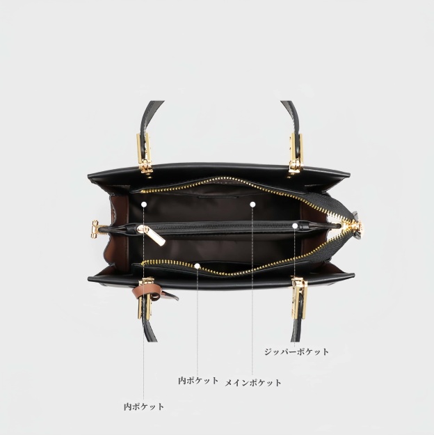 トレンディ ！•黒•3WAY•天然牛革ハンドバッグ•牛革ショルダーバッグ