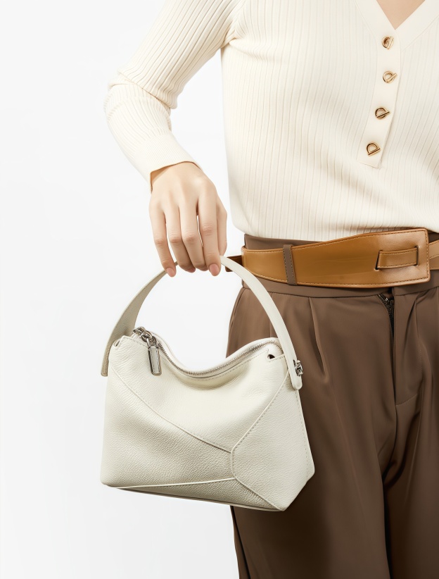 カーキ|黒|ベージュ|3WAY|レザーハンドバッグ|牛革ショルダーバッグ