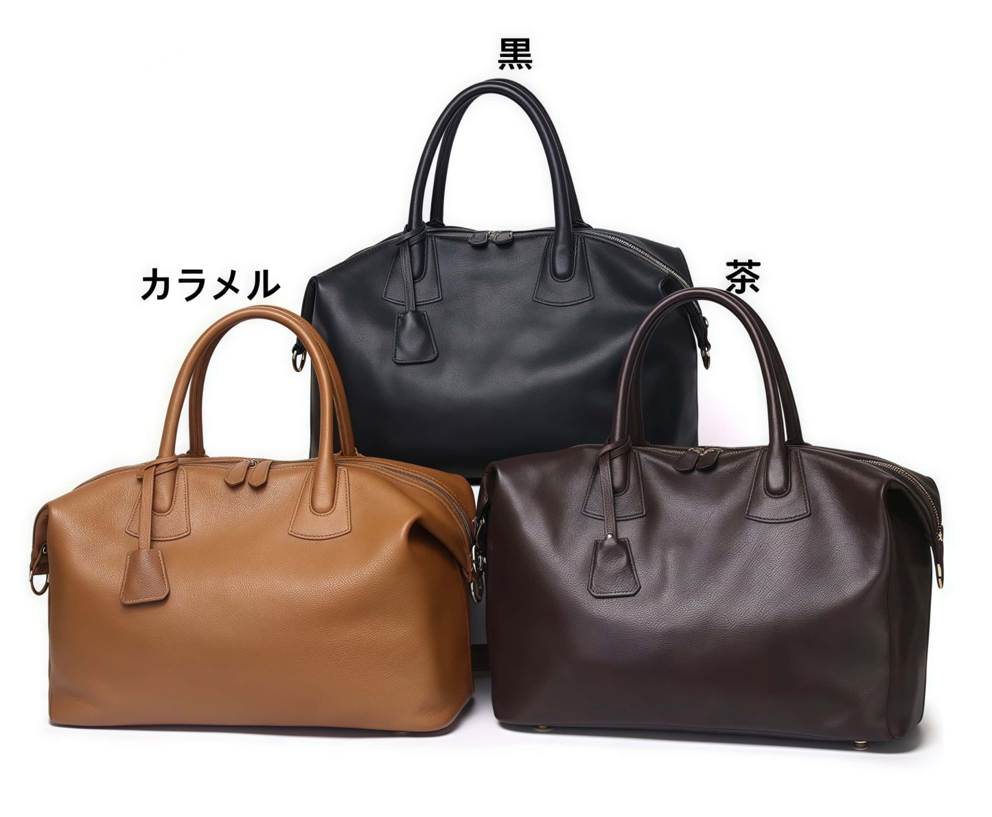 シックな！♦3WAY♦カラメル|黒|茶|3色展開！♦天然の厚みある柔らかい牛革製ハンドバッグ♦牛革肩掛けバッグ