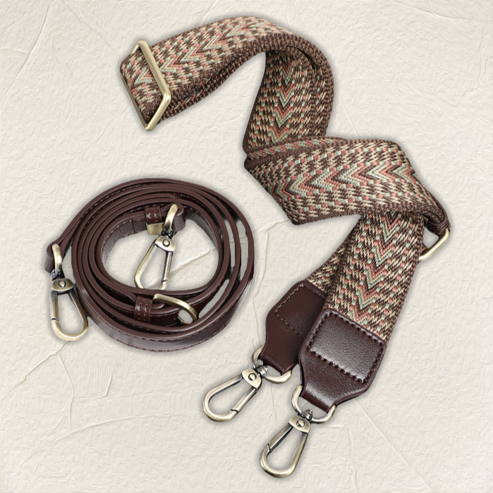 レトロ ! • 茶|黒•天然牛革ショルダーバッグ•2本の肩ベルトを付属