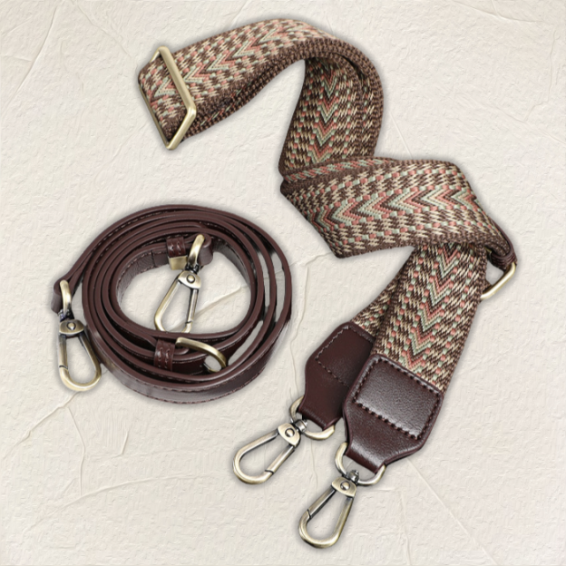 レトロ ! • 茶|黒•天然牛革ショルダーバッグ•2本の肩ベルトを付属