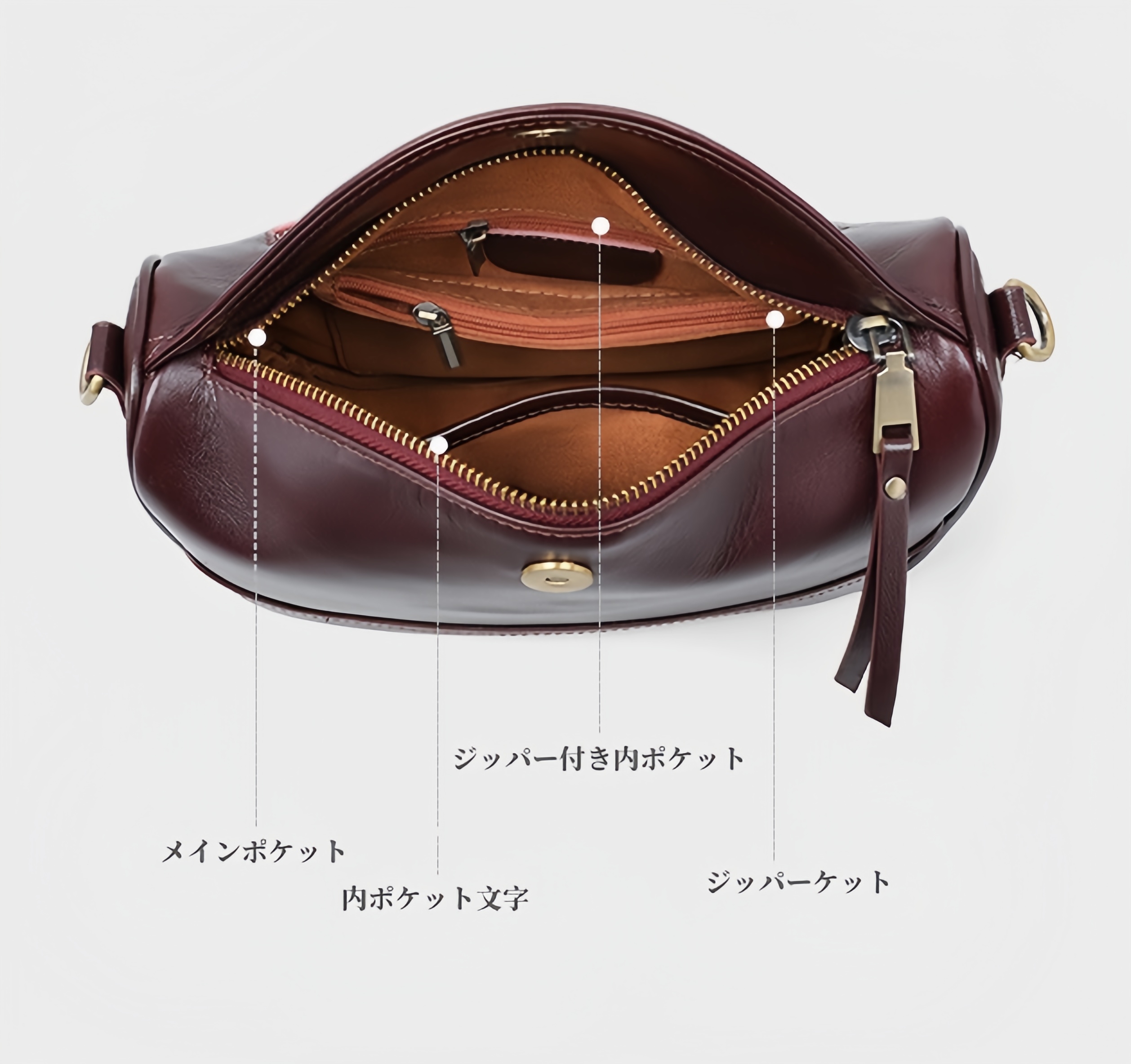 快適なタッチ感 ! |茶|天然牛革ショルダーバッグ|牛革ハンドバッグ•