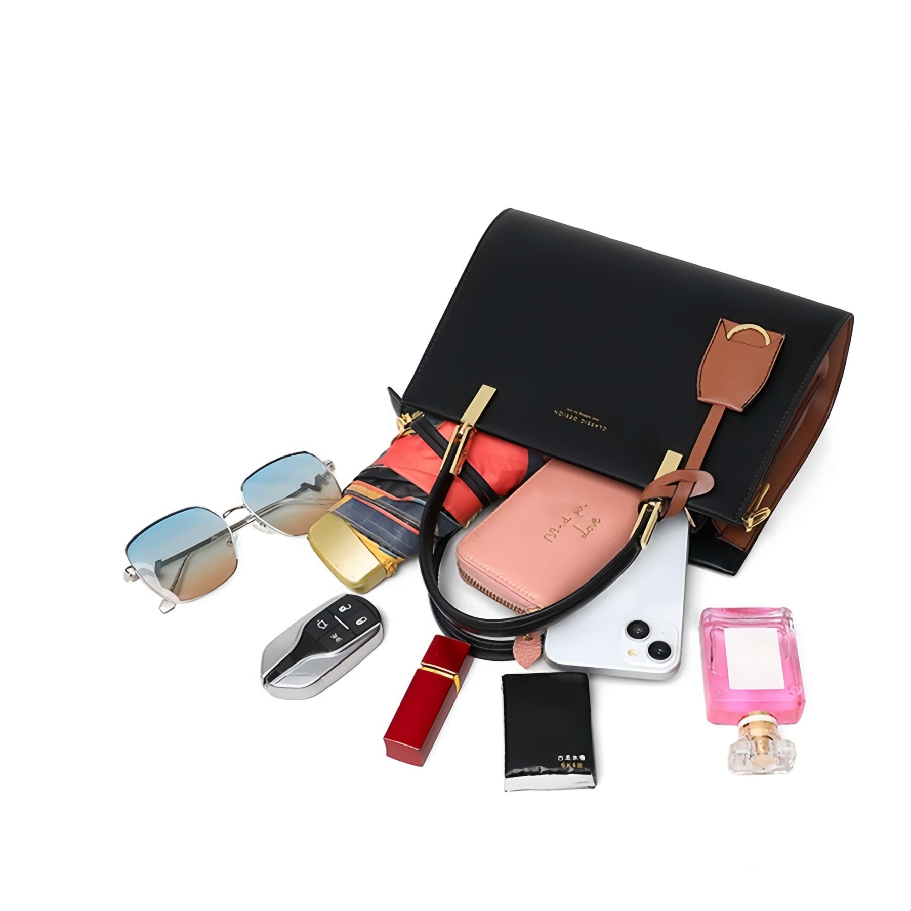 トレンディ ！•黒•3WAY•天然牛革ハンドバッグ•牛革ショルダーバッグ