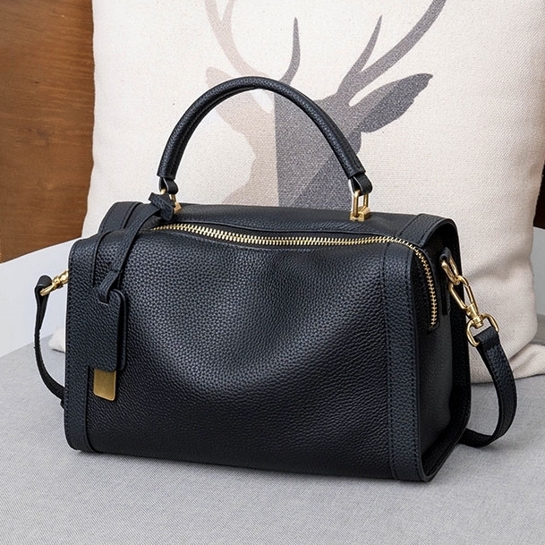 新作！黒|カーキ|2色•3WAY•厚手な天然軟めな天然牛革ハンドバッグ•牛革ショルダーバッグ