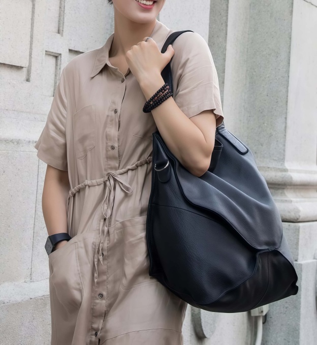 新作！【粋】シリーズ|茶|黒|2色|2WAY|天然牛革製トートバッグ兼斜め掛けバッグ|シンプルで魅力的な大容量デザイン