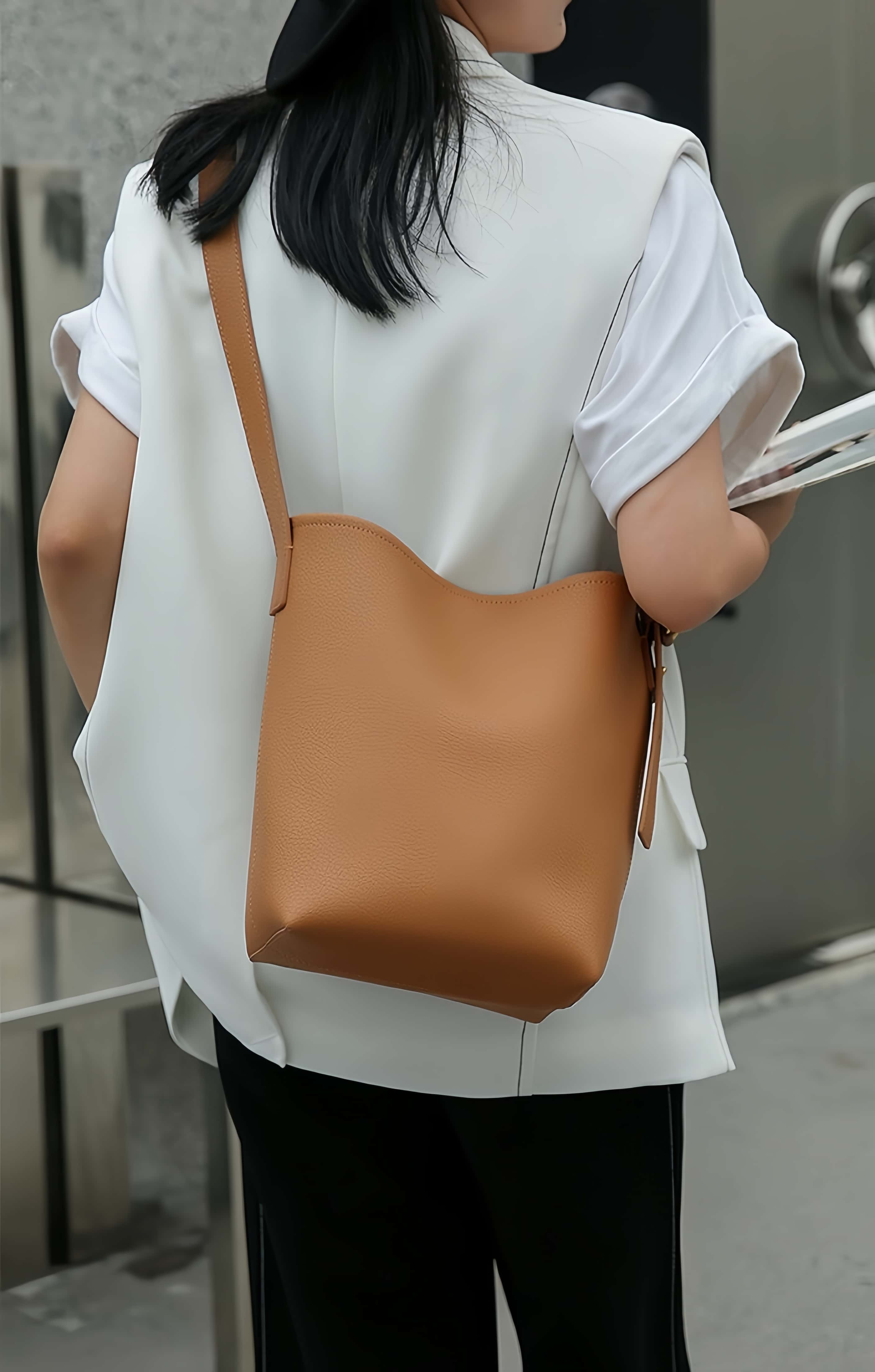 3WAYレザーバッグ|3色|牛革ショルダーバッグ|レザーバケツバッグ