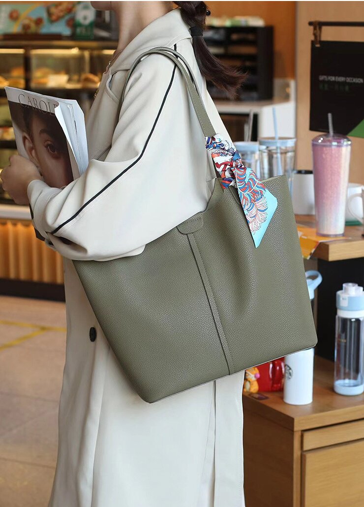 4色通勤バッグ|牛革トートバッグ|牛革ショルダーバッグ|外袋+内袋組み合わ|A4 サイズに対応