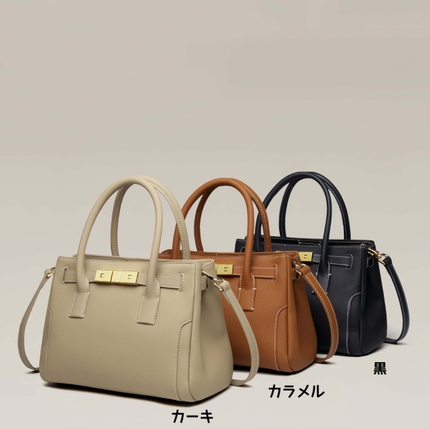 優雅な気質 ！•カーキ|カラメル|黒•3色•天然牛革ハンドバッグ•牛革ショルダーバッグ
