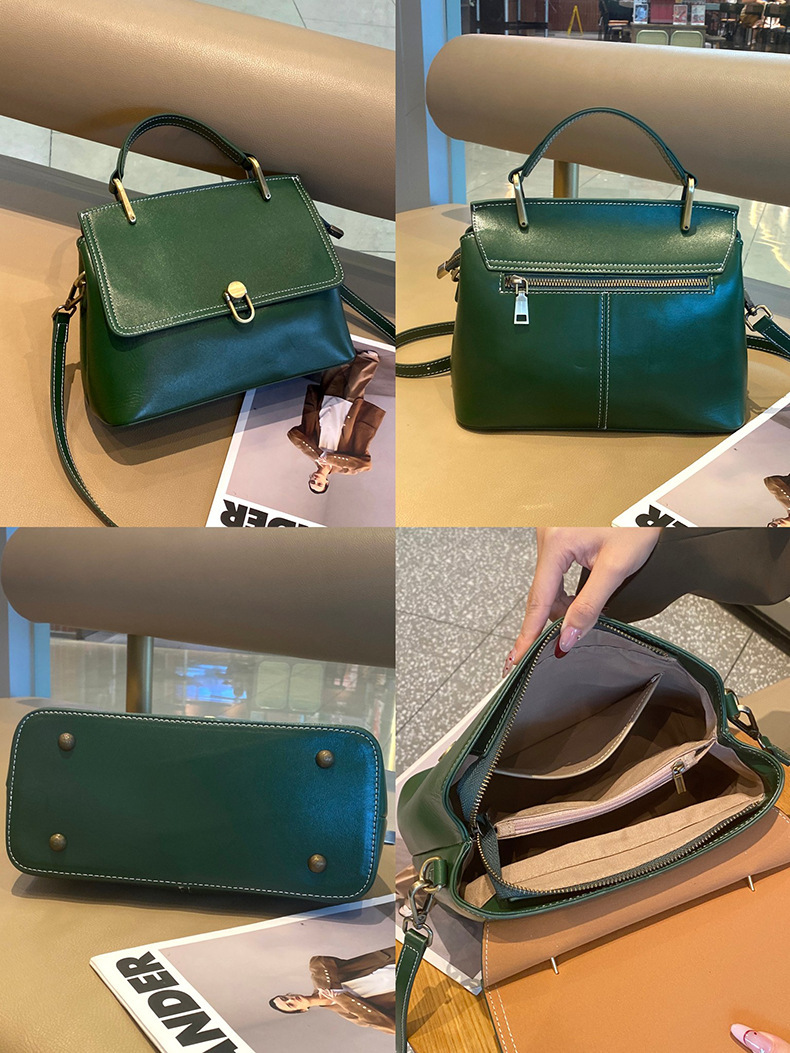 エレガント•5色•天然牛革ハンドバッグ•牛革ショルダーバッグ•2本の肩ベルトを付属