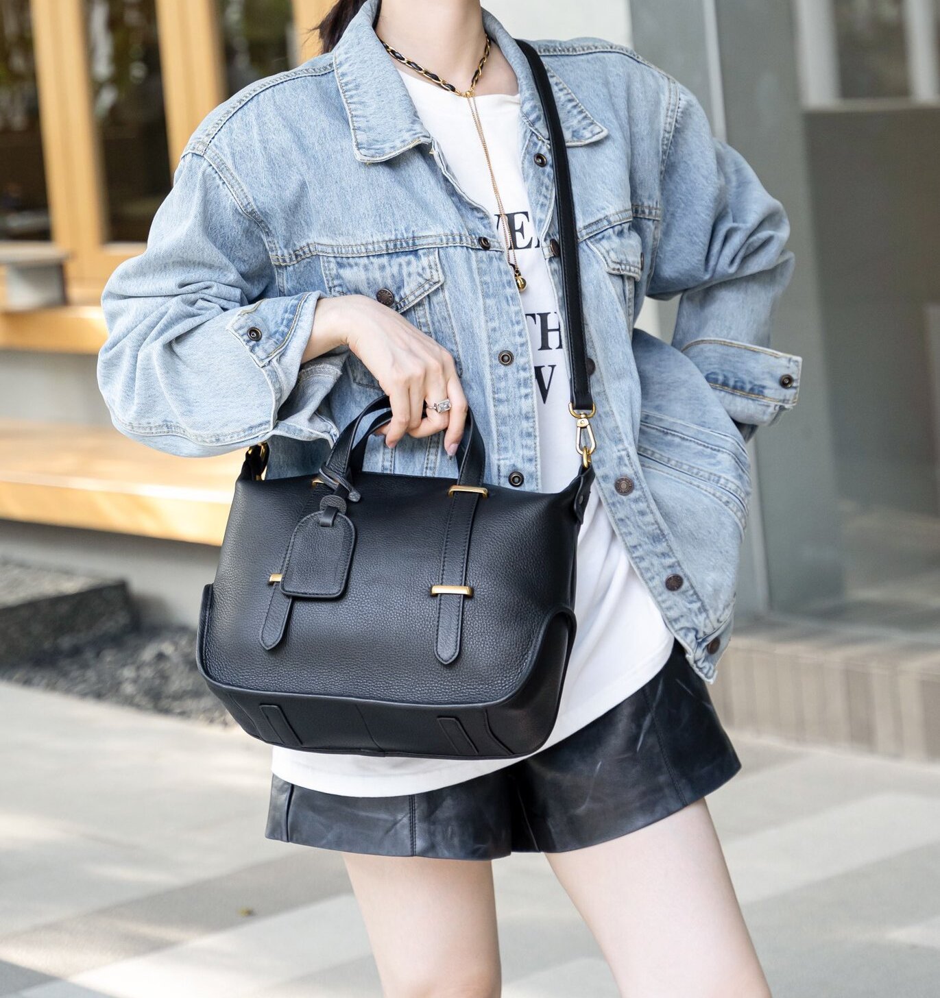 新作 ！•3WAY•5色•牛革ショルダーバッグ•牛革ハンドバッグ• レトロなデザイン