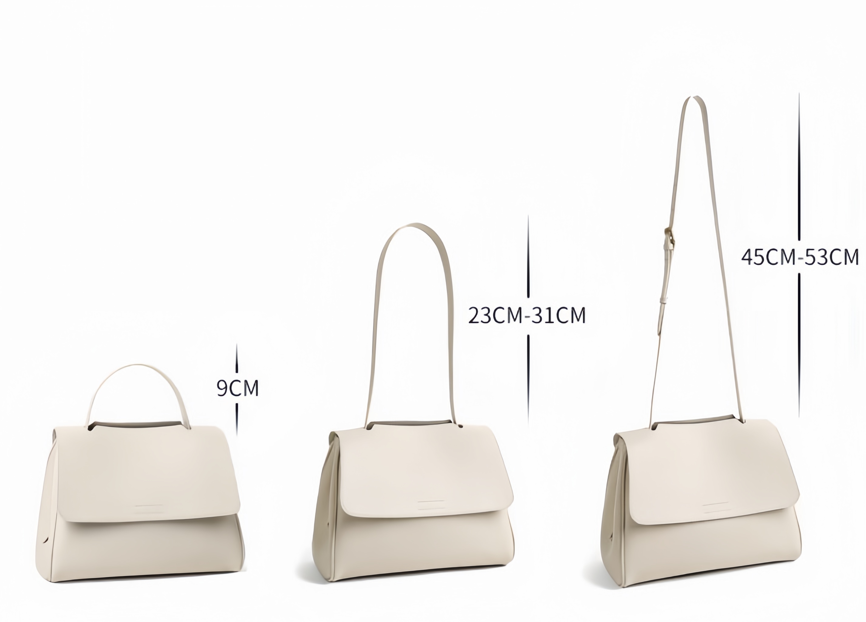 シンプルでレトロ ! •白|コーヒー|2色•3WAY•牛革ハンドバッグ•本革ショルダーバッグ