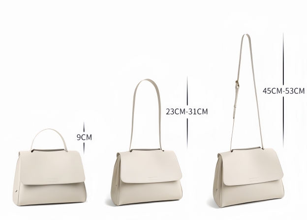 シンプルでレトロ ! •白|コーヒー|2色•3WAY•牛革ハンドバッグ•本革ショルダーバッグ