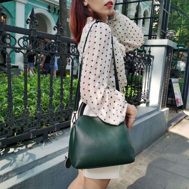 レトロ•厚みのある柔らかい天然牛革ショルダーバッグ•牛革ハンドバッグ