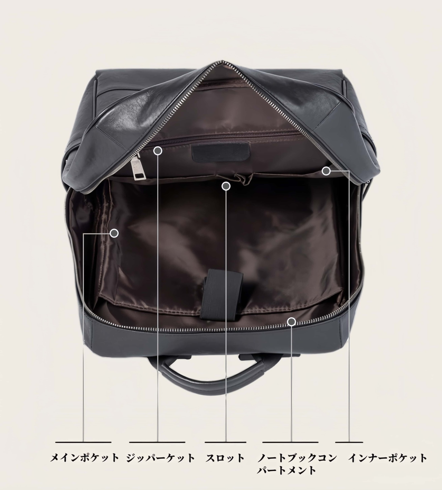 【植物鞣し牛革】オフィス用通勤バックパック 撥水仕様 ノート PC 対応