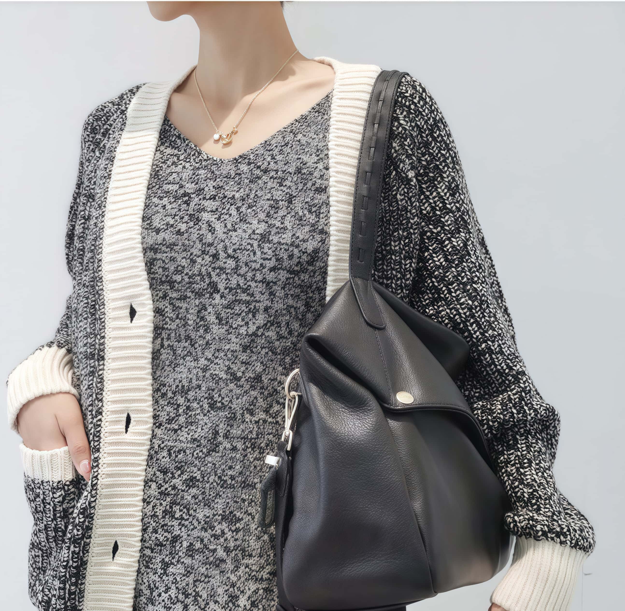 エレガント ！|ベージュ|黒|2色|3WAY•牛革ショルダーバッグ•牛革トートバッグ