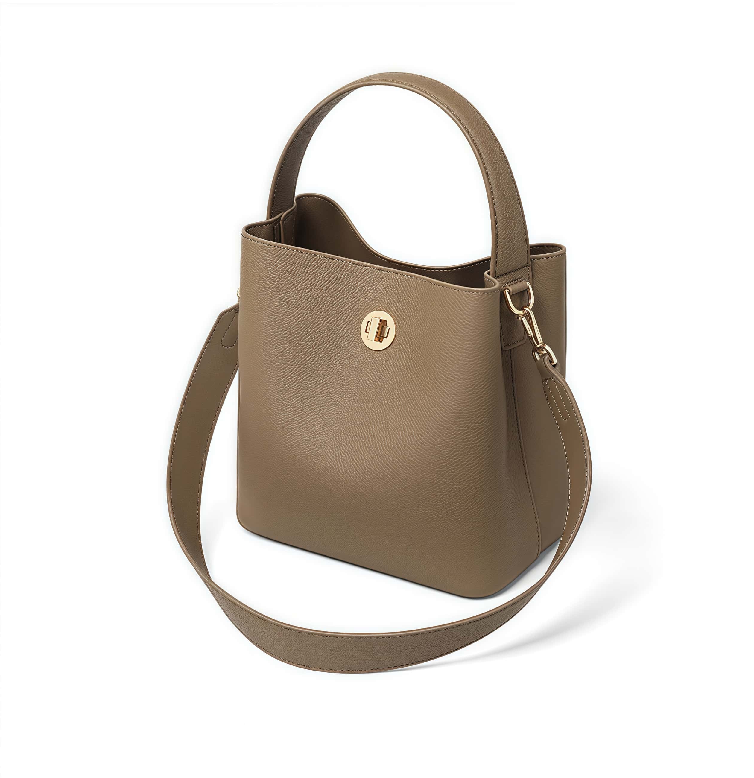 高級感溢れる！カーキ|黒|2色|3WAY|厚みある柔らかい天然牛革製ハンドバッグ兼ショルダーバッグ|2本の肩ベルト付属