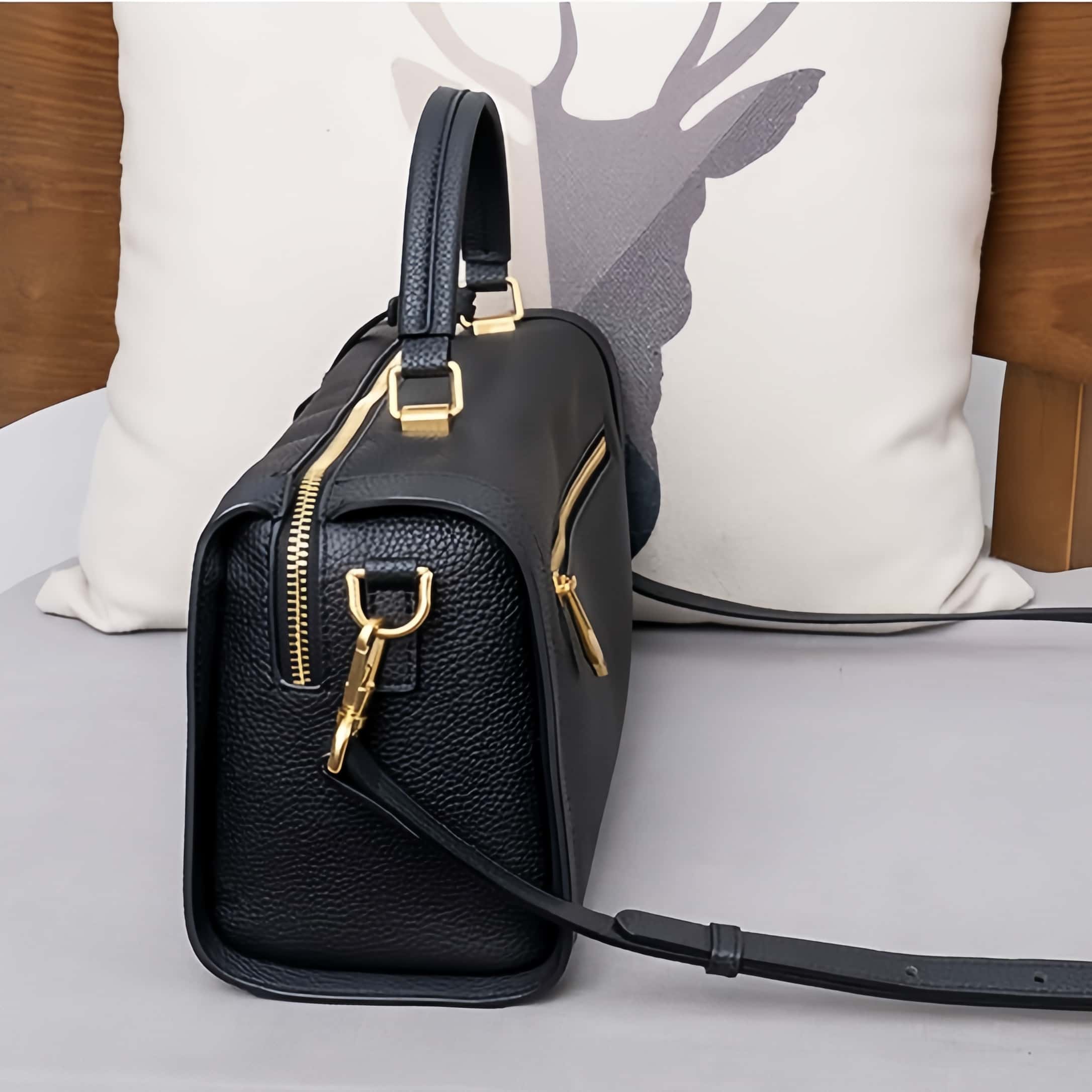 新作！黒|カーキ|2色•3WAY•厚手な天然軟めな天然牛革ハンドバッグ•牛革ショルダーバッグ