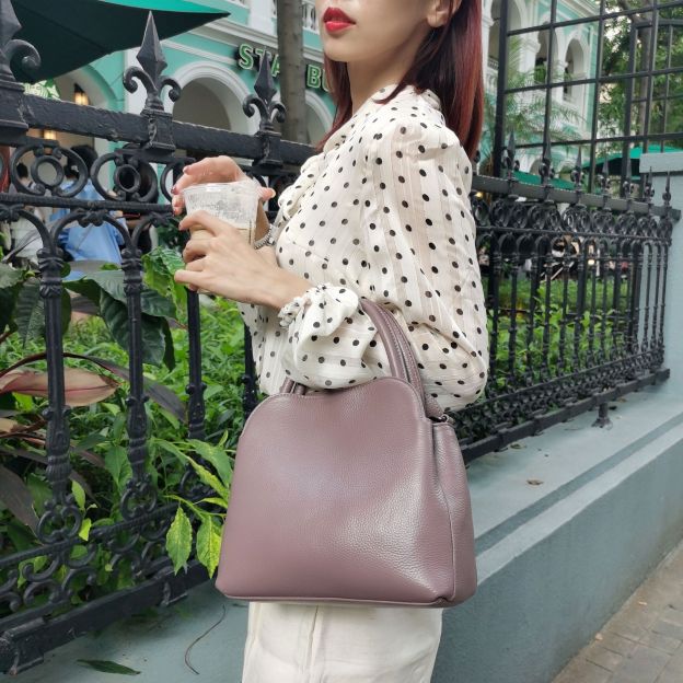 レトロ•厚みのある柔らかい天然牛革ショルダーバッグ•牛革ハンドバッグ