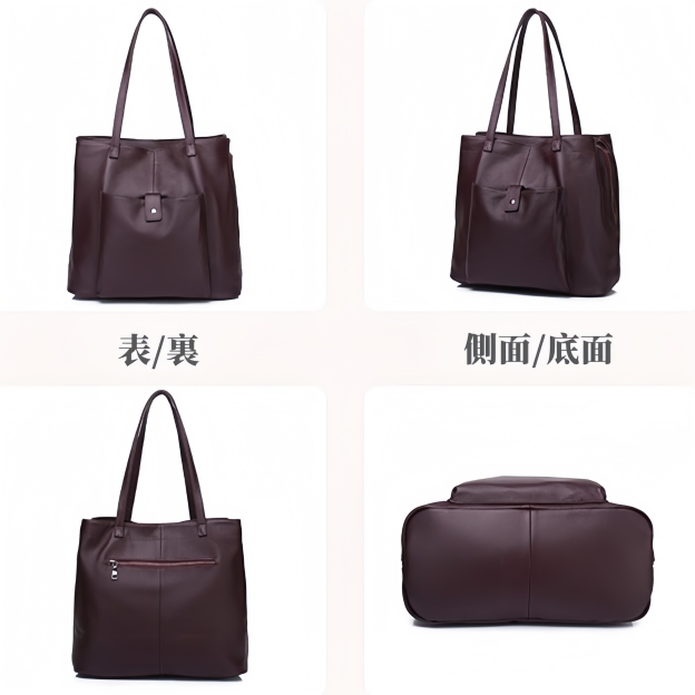 NEW ! •優雅な気質•茶|黒|グレー•高品質な厚手な天然軟めな牛革ハンドバッグ•牛革トートバッグ