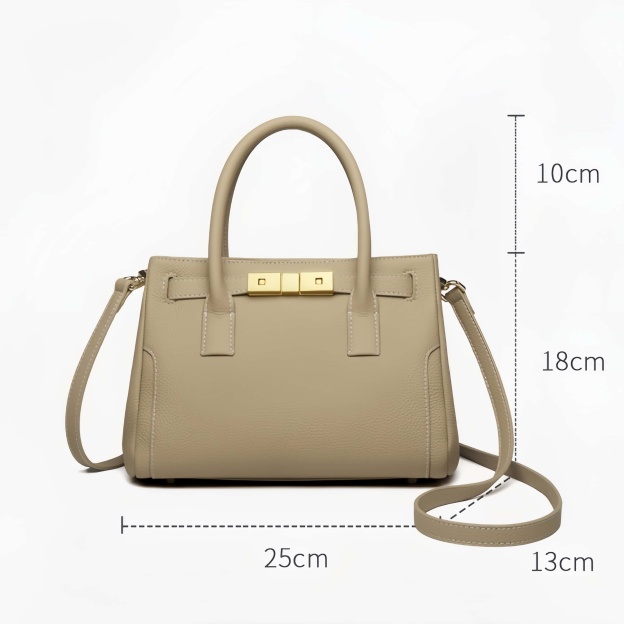 優雅な気質 ！•カーキ|カラメル|黒•3色•天然牛革ハンドバッグ•牛革ショルダーバッグ