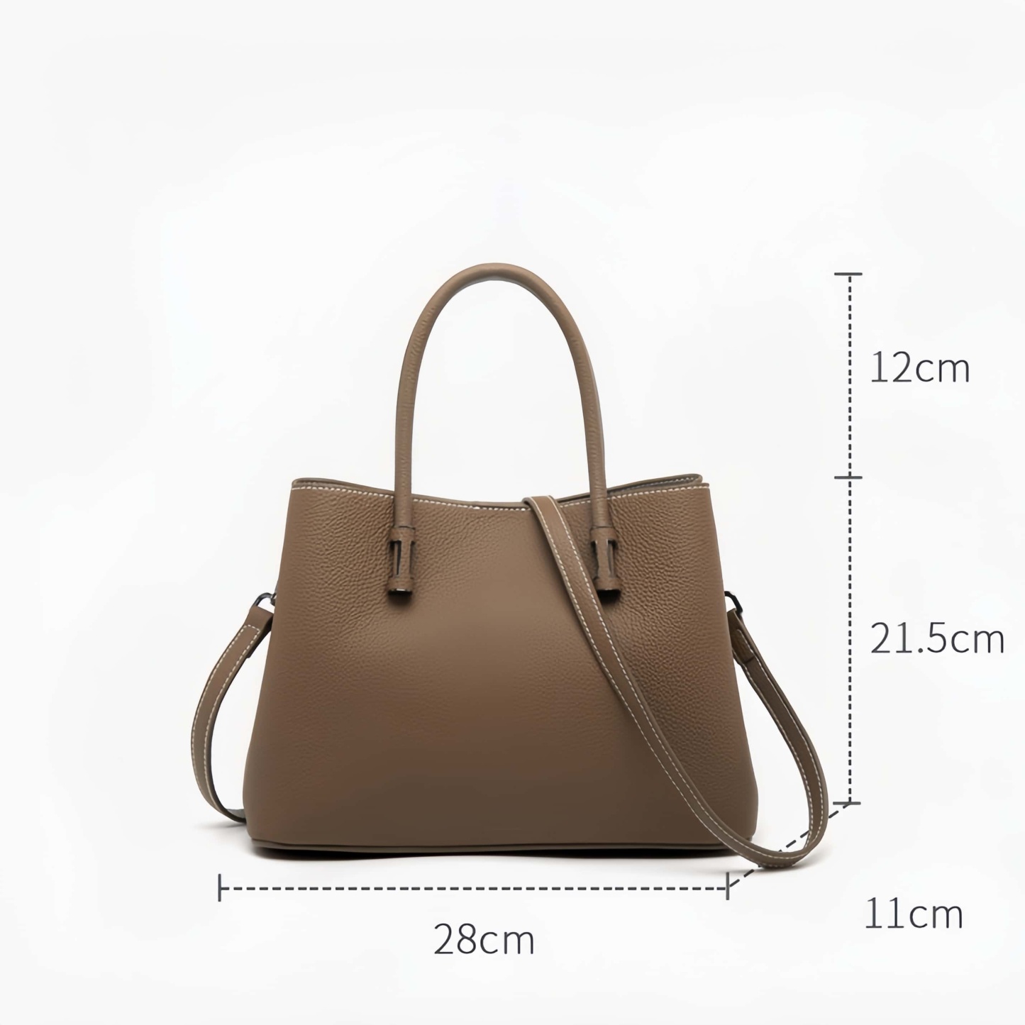 洗練感 ！•茶|黒|カーキ|濃い緑|4色•天然牛革ハンドバッグ•牛革ショルダーバッグ