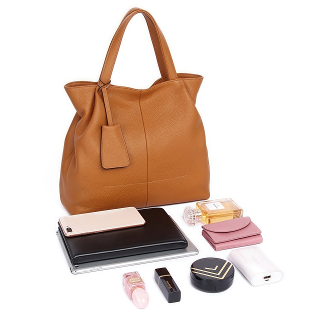 優雅な気質！•カーキ|黒|カラメル|ワインレッド|4色•3WAY•厚手な天然軟めな牛革ハンドバッグ•牛革ショルダーバッグ