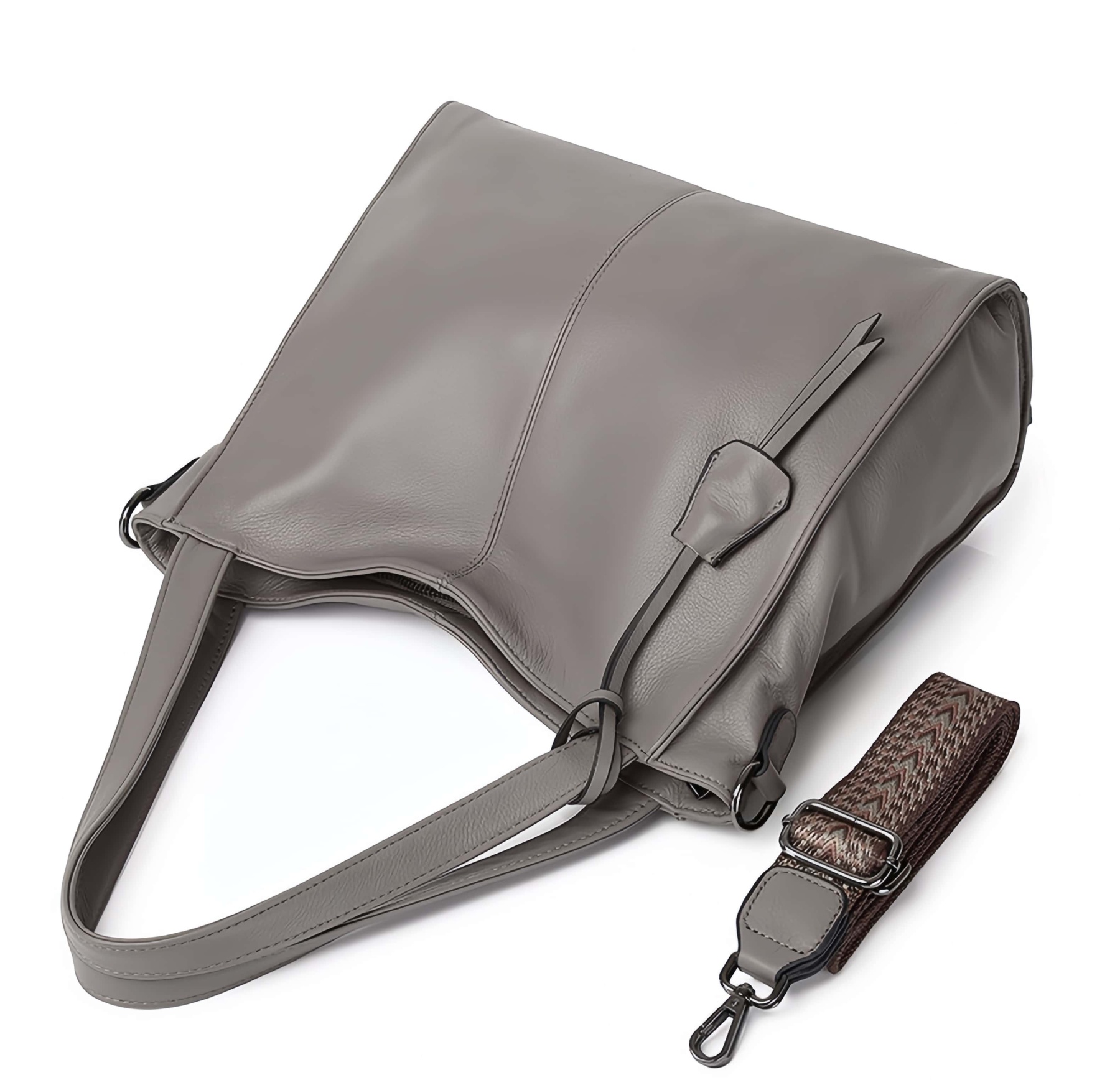 おしゃれで素敵！グレー|黒|茶|3色•3WAY•植物鞣し牛革ハンドバッグ•牛革トートバッグ