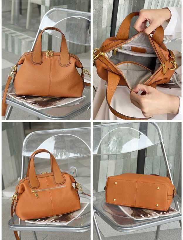 優雅なデザイン！•3WAY•5色•天然厚み柔らかい牛革ハンドバッグ・牛革斜めがけバッグ