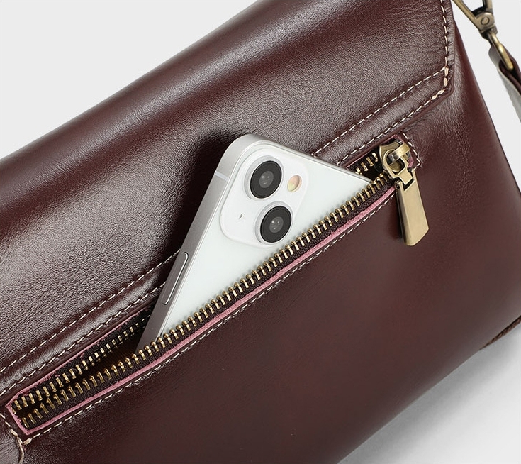 3色|牛革斜め掛けバッグ|レザーショルダーバッグ|レザーサコッシュ