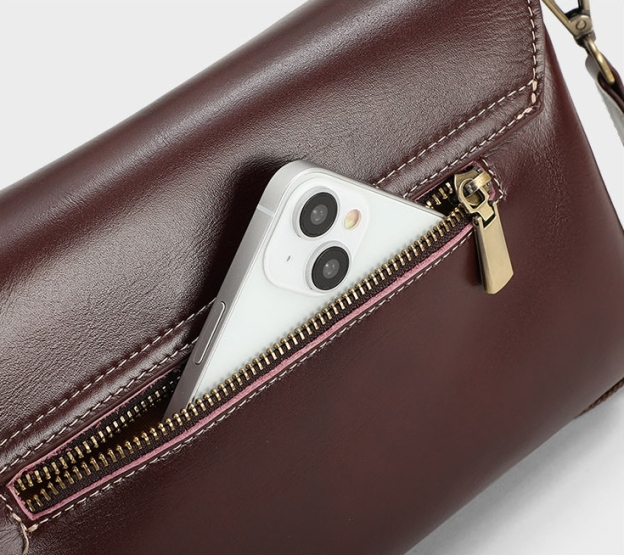 3色|牛革斜め掛けバッグ|レザーショルダーバッグ|レザーサコッシュ