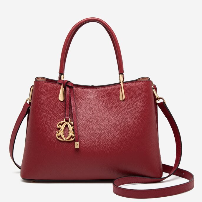 精緻な金具手提げバッグ|牛革ハンドバッグ|牛革ショルダーバッグ