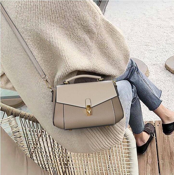 牛革斜め掛けバッグ|片肩バッグ|牛革ハンドバッグ|スーツに合わせる