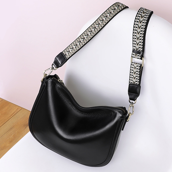 レトロ ! • 茶|黒•天然牛革ショルダーバッグ•2本の肩ベルトを付属