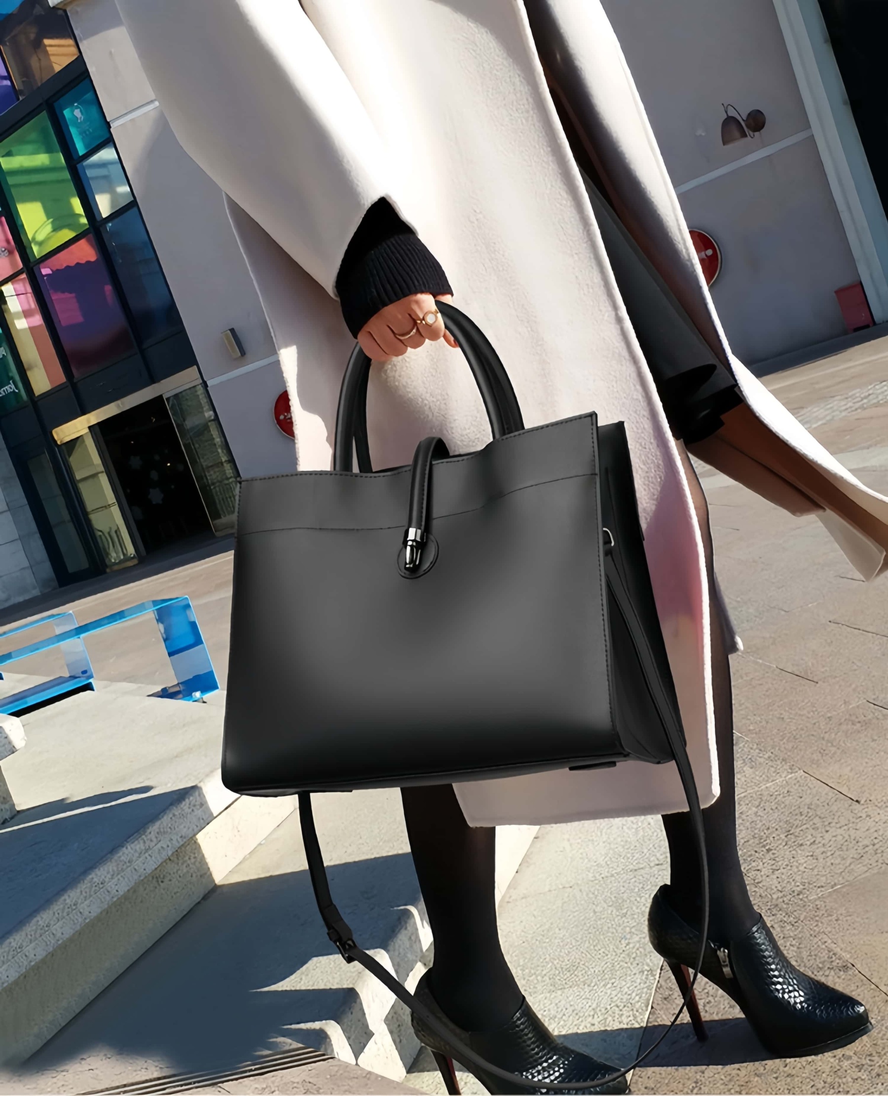 洗練されたデザイン！•カラメル|カーキ|黒|コーヒー|4色•3WAY•高品質な天然牛革ハンドバッグ•牛革トートバッグ•