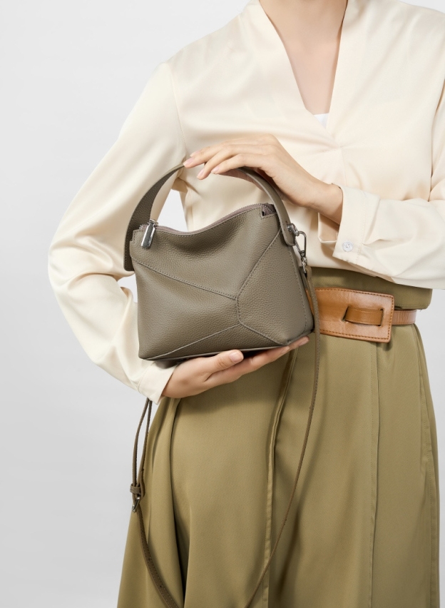 カーキ|黒|ベージュ|3WAY|レザーハンドバッグ|牛革ショルダーバッグ