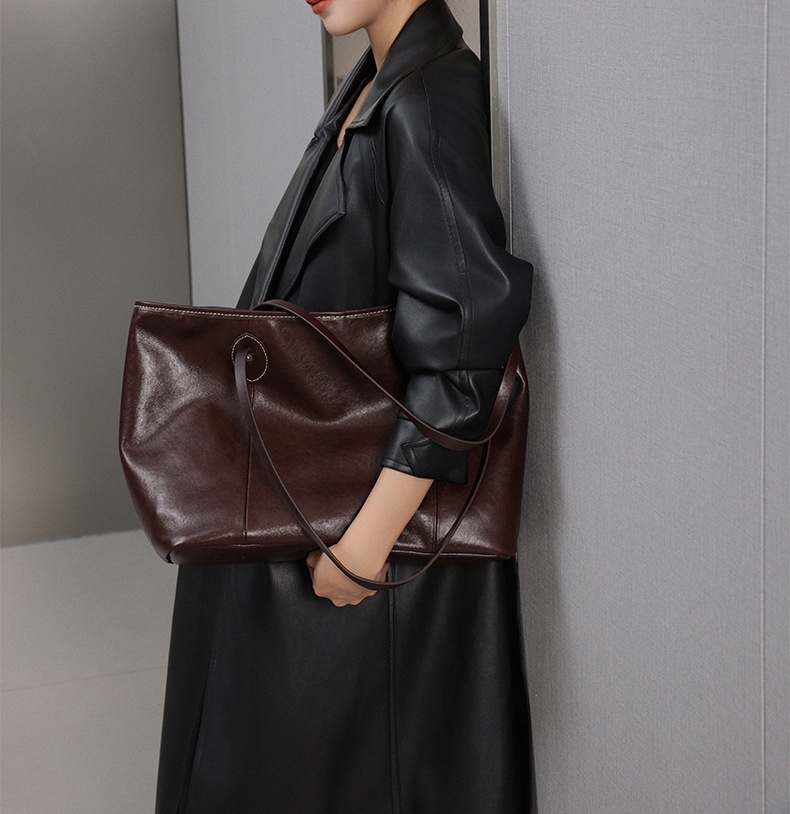 夏の新作 ！•上品•黒|茶•天然牛革ハンドバッグ•牛革トートバッグ