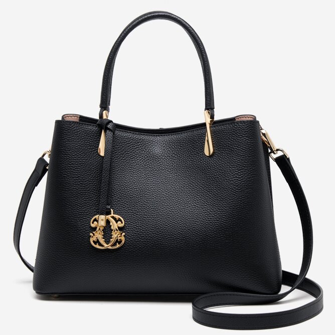 精緻な金具手提げバッグ|牛革ハンドバッグ|牛革ショルダーバッグ