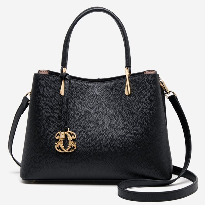 精緻な金具手提げバッグ|牛革ハンドバッグ|牛革ショルダーバッグ