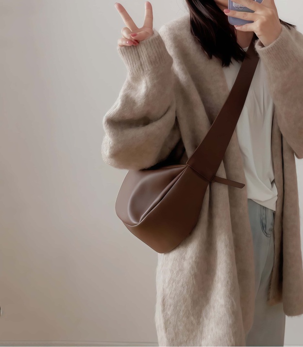 「シンプルなら快適！」•茶|黒|濃いカーキ|3色•上質な天然牛革ショルダーバッグ• 牛革斜めがけバッグ