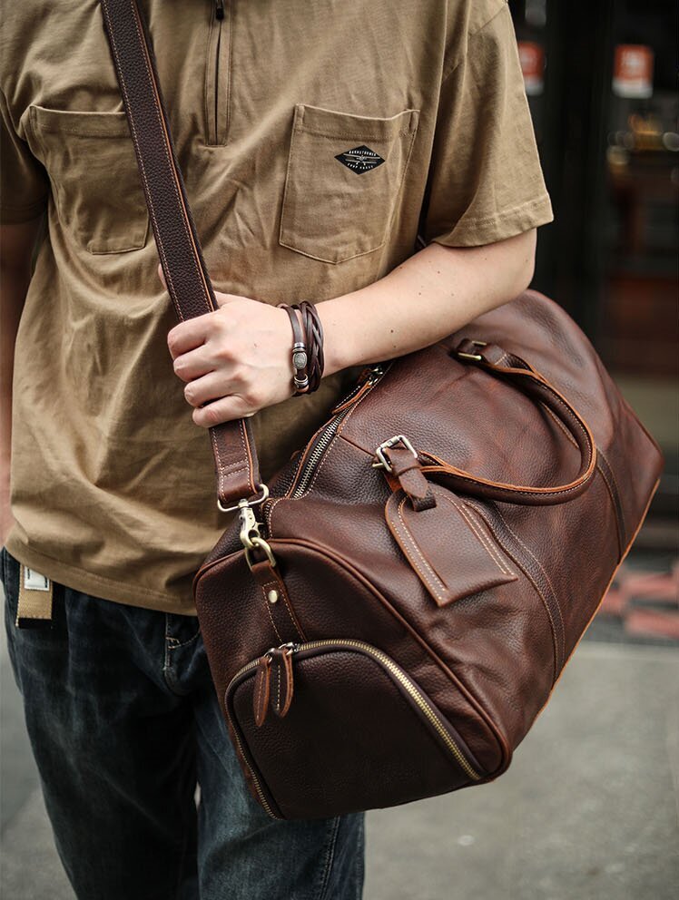 クラシックでレトロな天然牛革製のボストンバッグ／トラベルバッグ／スポーツバッグYD3096111HD