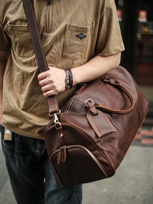 クラシックでレトロな天然牛革製のボストンバッグ／トラベルバッグ／スポーツバッグYD3096111HD