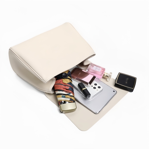 シンプルでレトロ ! •白|コーヒー|2色•3WAY•牛革ハンドバッグ•本革ショルダーバッグ