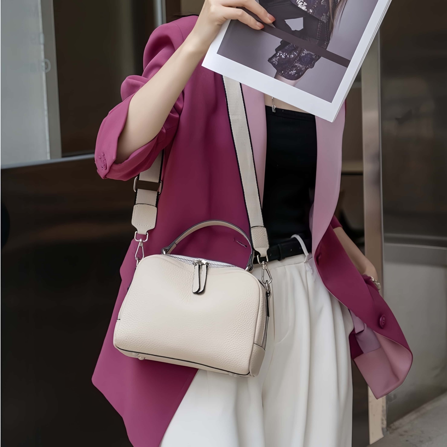 6色レザーバッグ|ボストンバッグ|手提げバッグ|斜め掛けバッグ