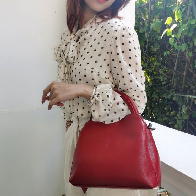 レトロ•厚みのある柔らかい天然牛革ショルダーバッグ•牛革ハンドバッグ