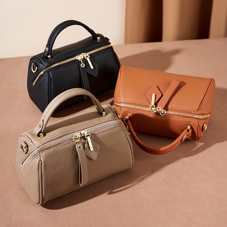 洗練されたエレガンス ！•グレー|黒|カラメル|3色•3WAY•天然牛革ハンドバッグ•牛革ショルダーバッグ
