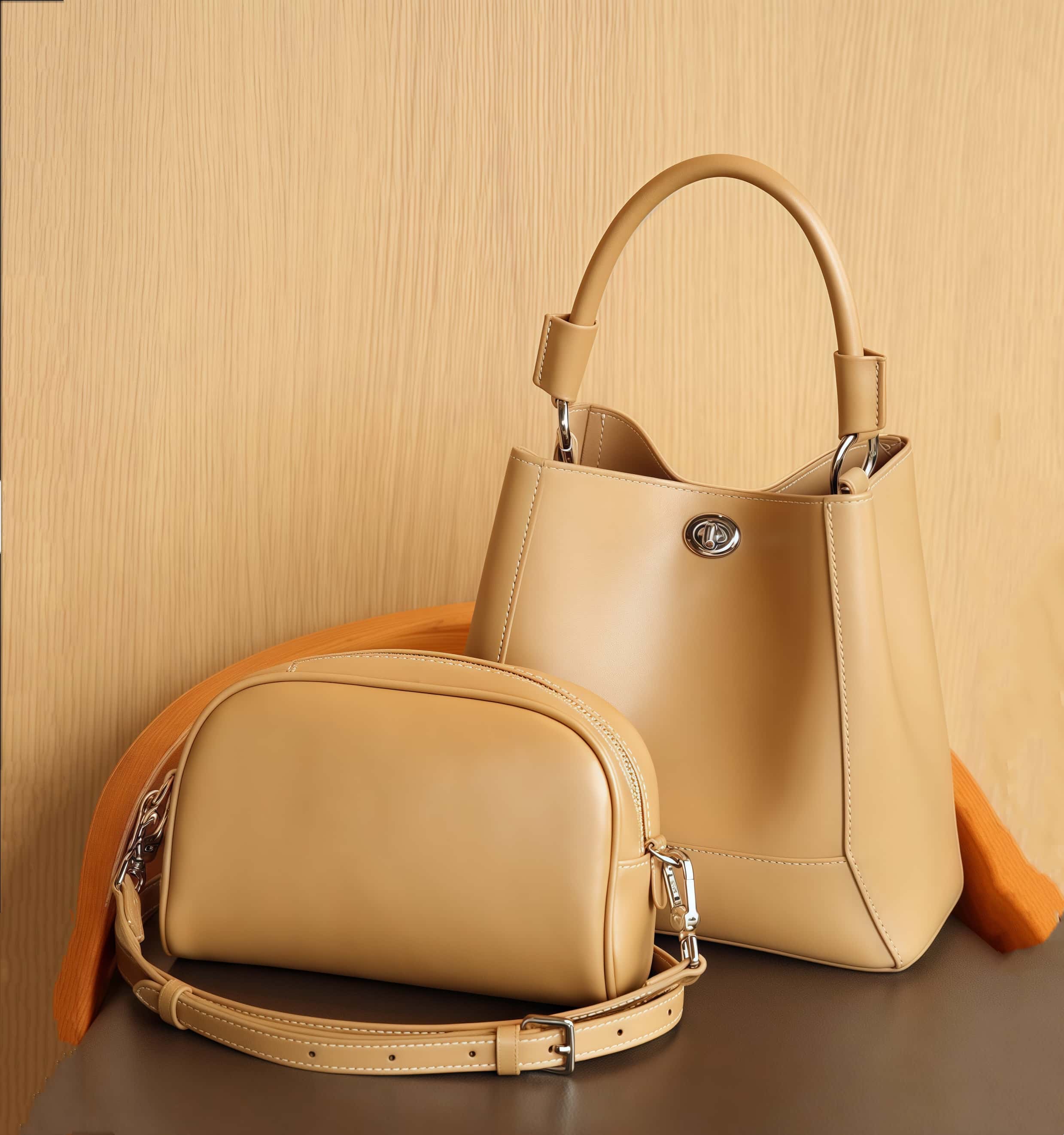 3WAY※One plus One-3WAY革新1+1※カーキ|黒|乳白|3色|牛革ハンドバッグ ※ 手持ちアウターバッグ+クロスボディインナーバッグ※