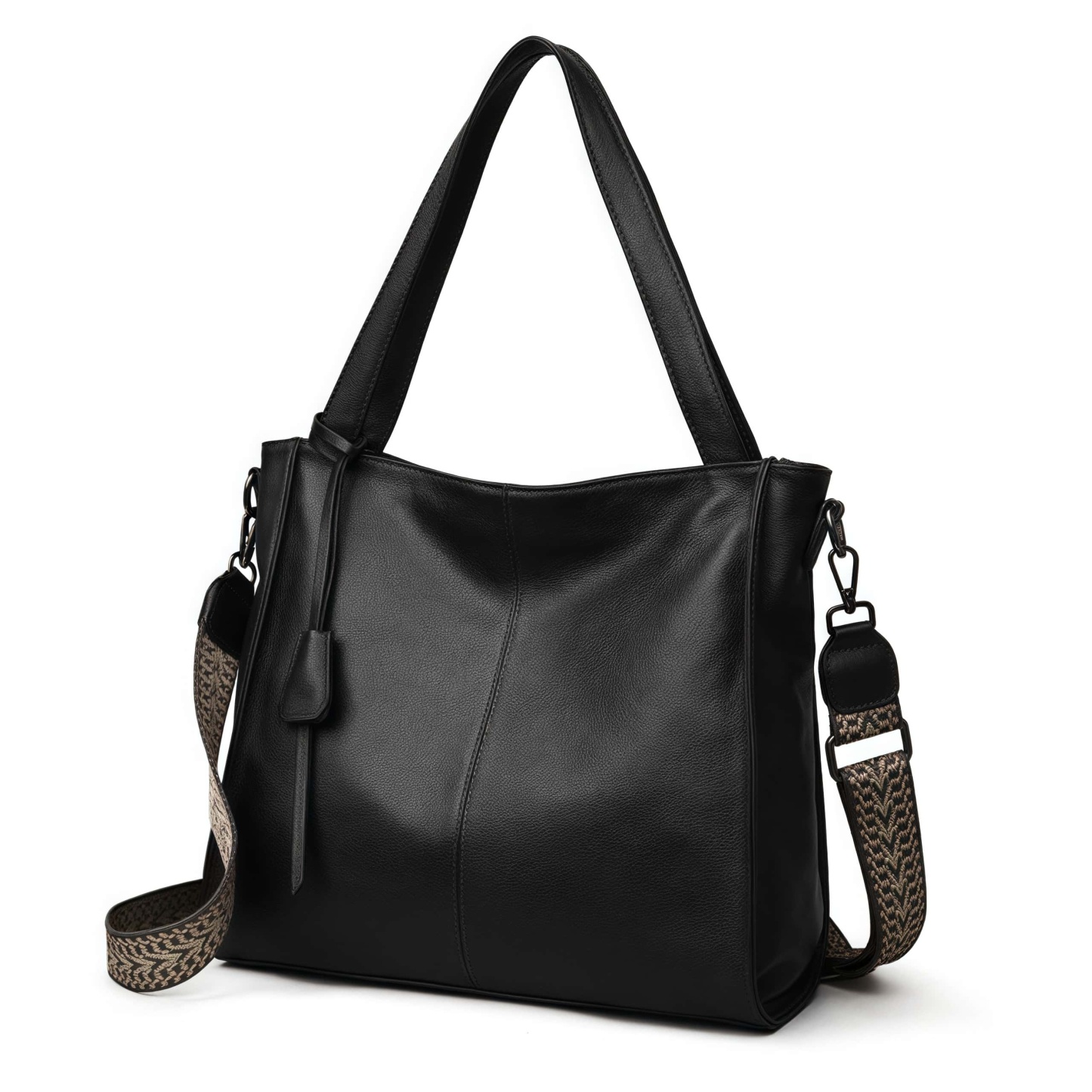 NEW ! •黒|濃い暗マゼンタ|グレー|3色•厚手な軟めな牛革ハンドバッグ•牛革トートバッグ•大容量•通勤や旅行に最適