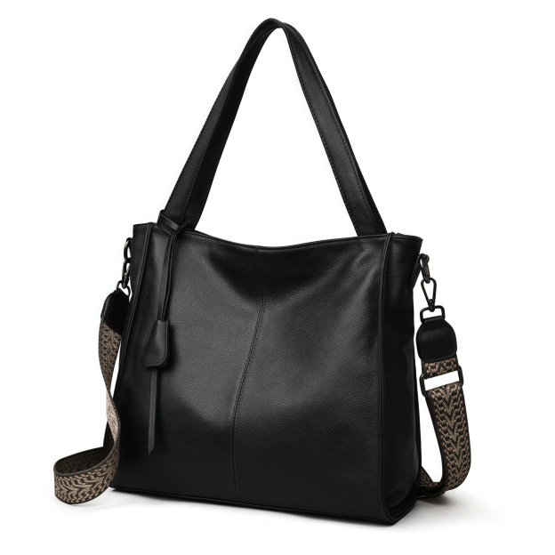 NEW ! •黒|濃い暗マゼンタ|グレー|3色•厚手な軟めな牛革ハンドバッグ•牛革トートバッグ•大容量•通勤や旅行に最適